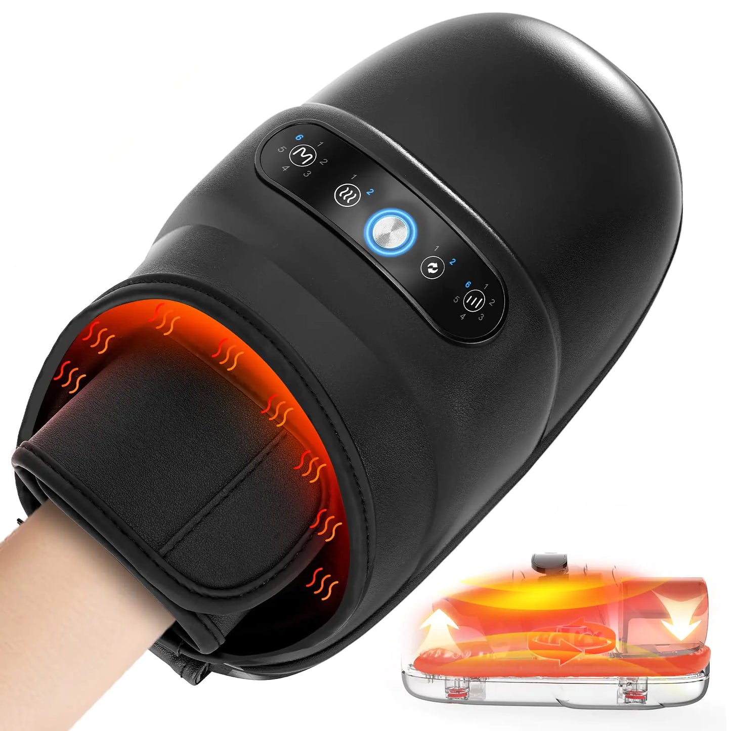 Hand Massager with Auto-Roller Massage Cordless Hand Massager with Heat and Compression Hand Massager for Arthritis and Carpal Tunnel with 6 Modes & 6 Intensities Support Using While Charging