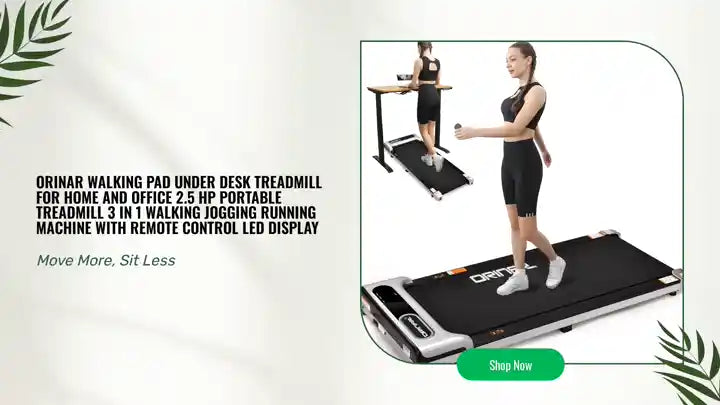 Orinar Walking Pad Under Desk Treadmill for Home and Office 2.5 HP Portable Treadmill 3 in 1 Walking Jogging Running Machine with Remote Control LED Display by@Outfy