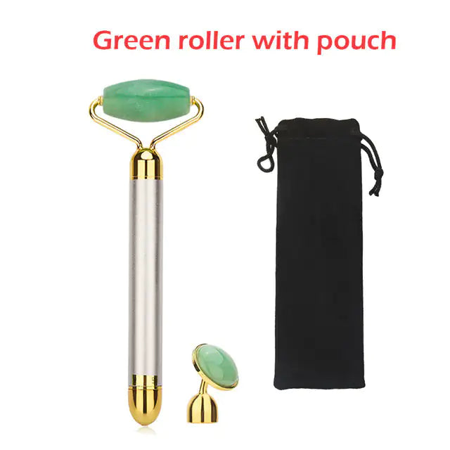 Vibrating Gemstone Facial Roller - Skin Firming & Anti-Aging Massager